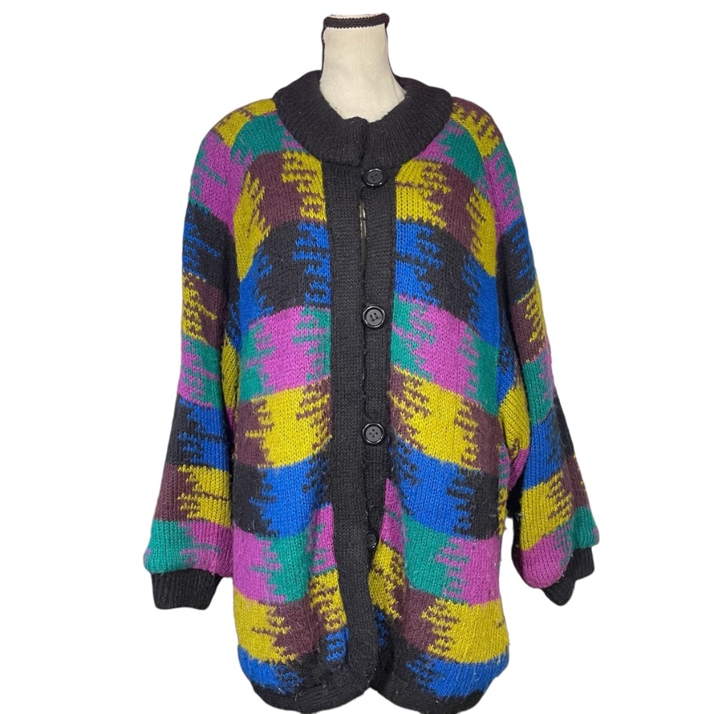 Traffico Uomo Abstract Mohair Knit Cardigan